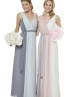 V Neck Three-tone Chiffon Long Bridesmaid Dress